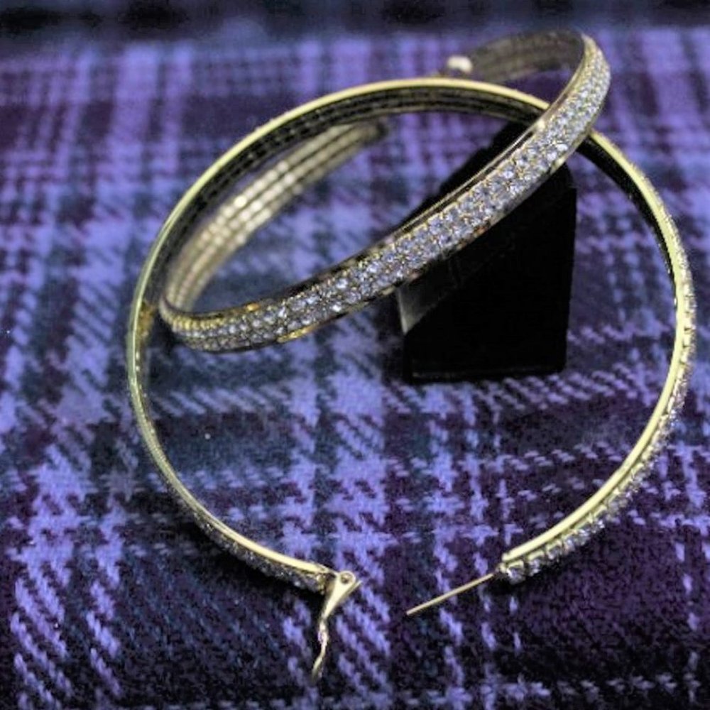 Silver-Tone Crystal Hoop Earrings - Sparkling Pavé Finish